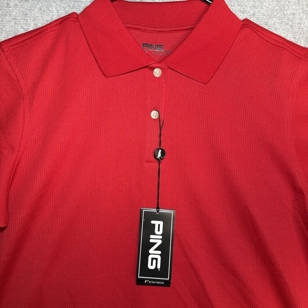 PING Shirt Women's Golf Polo Size Large Short Sleeve Red Stretch NWT